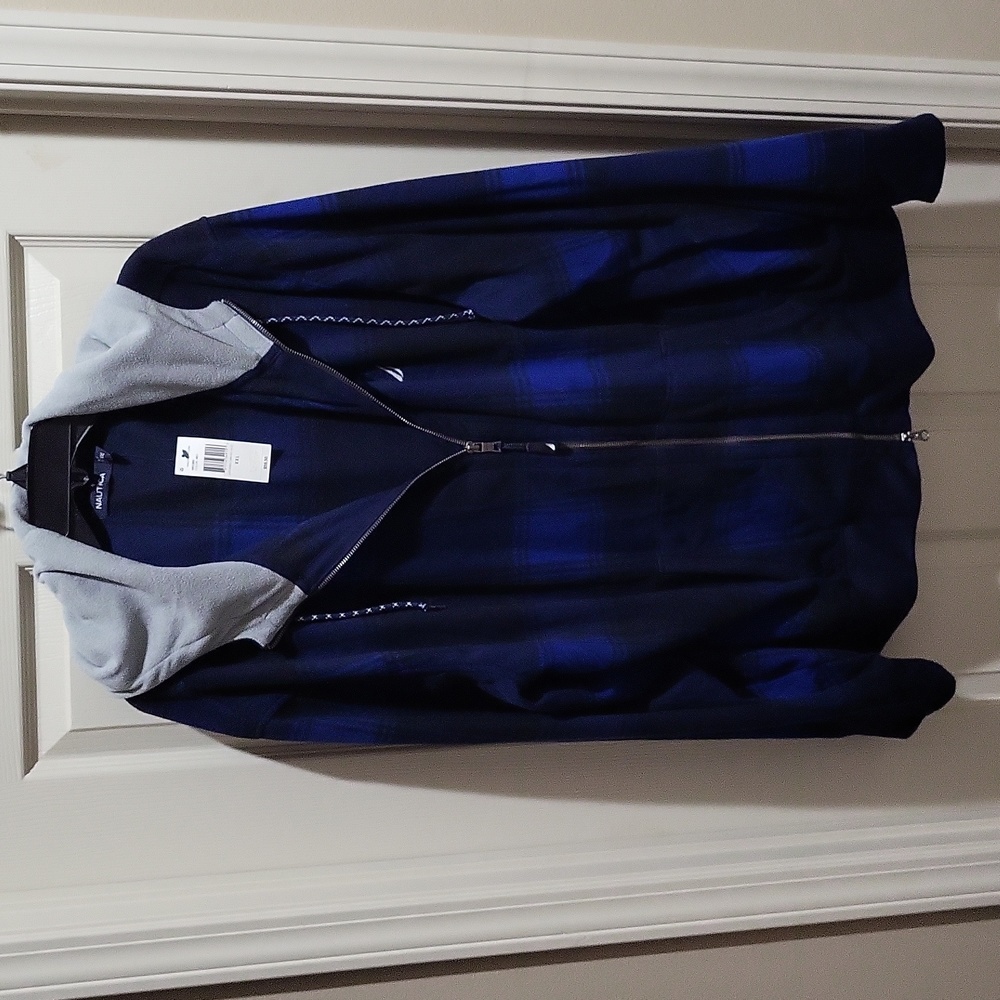 Nautica men's hooded sweater, XXL, Blue plaid